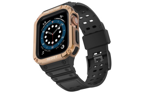 Newface Apple Watch 42mm KR401 Silikon Kordon - Siyah-Rose