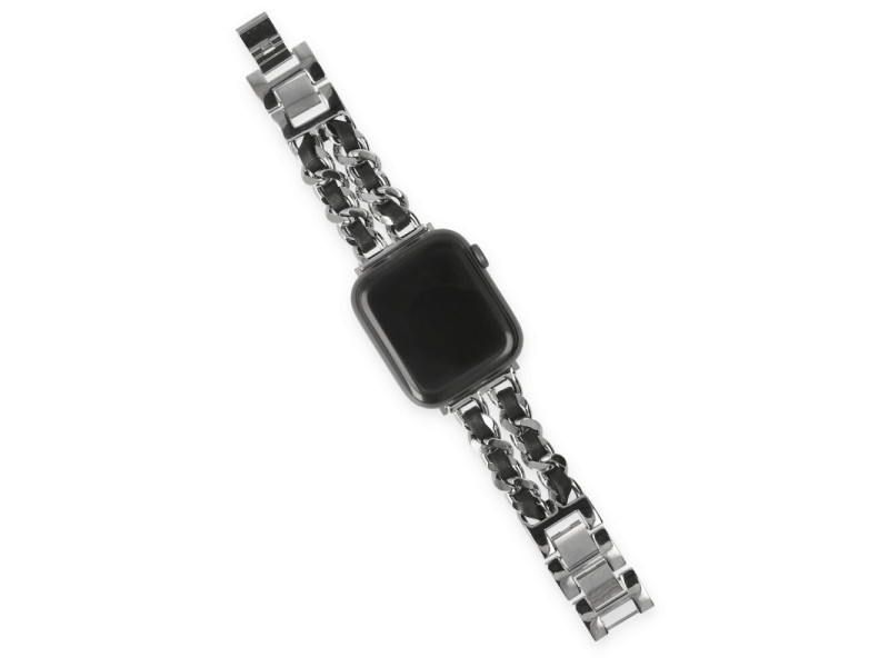Newface Apple Watch 41mm KR405 Metal Bakla Kordon - Gümüş