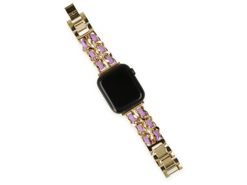 Newface Apple Watch 40mm KR405 Metal Bakla Kordon - Lila