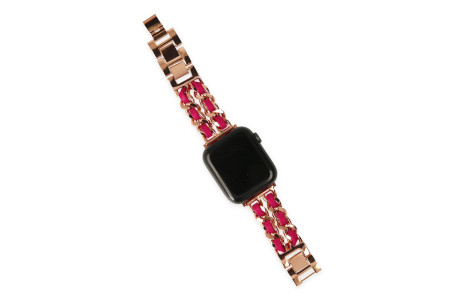 Newface Apple Watch 41mm KR405 Metal Bakla Kordon - Pembe
