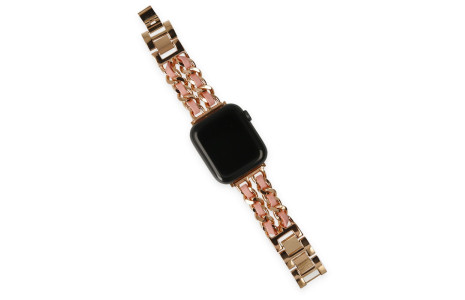 Newface Apple Watch 41mm KR405 Metal Bakla Kordon - Pudra