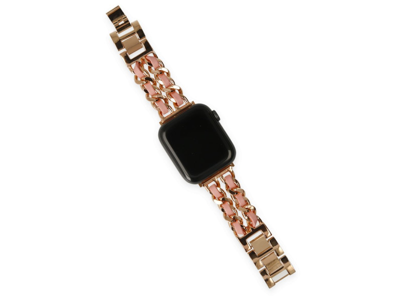 Newface Apple Watch 40mm KR405 Metal Bakla Kordon - Pudra