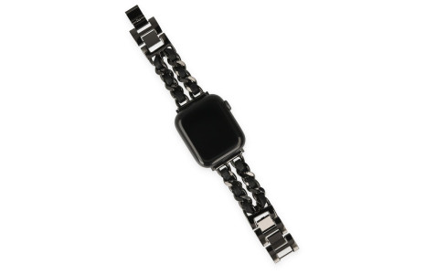 Newface Apple Watch 41mm KR405 Metal Bakla Kordon - Siyah