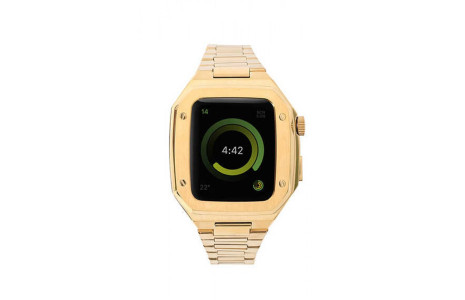 Newface Apple Watch 45mm Metal Petek Kasalı Kordon - Gold