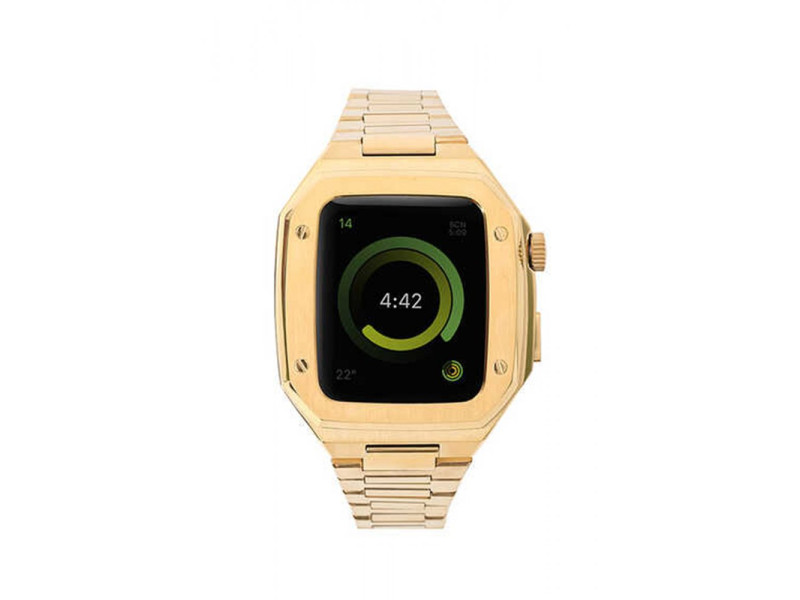 Newface Apple Watch 45mm Metal Petek Kasalı Kordon - Gold