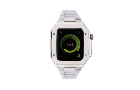 Newface Apple Watch 45mm Metal Petek Kasalı Kordon - Gümüş