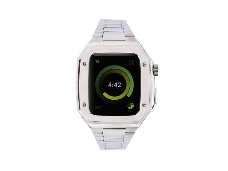 Newface Apple Watch 45mm Metal Petek Kasalı Kordon - Gümüş