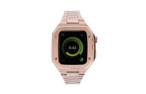 Newface Apple Watch 45mm Metal Petek Kasalı Kordon - Rose Gold