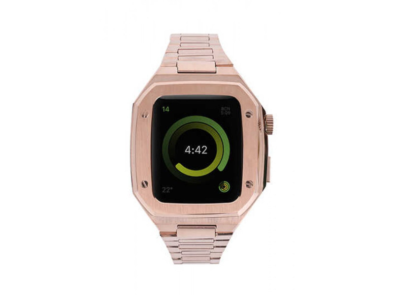 Newface Apple Watch 45mm Metal Petek Kasalı Kordon - Rose Gold