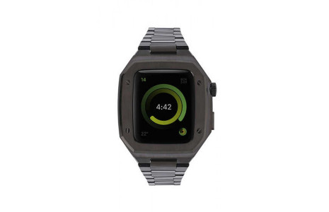 Newface Apple Watch 45mm Metal Petek Kasalı Kordon - Siyah