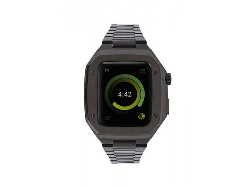 Newface Apple Watch 45mm Metal Petek Kasalı Kordon - Siyah