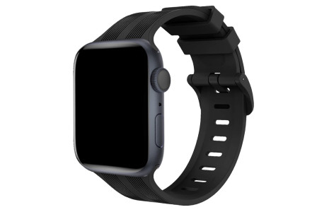 Newface Apple Watch Ultra 49mm KR408 Çizgili Silikon Kordon - Siyah