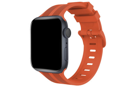 Newface Apple Watch Ultra 49mm KR408 Çizgili Silikon Kordon - Turuncu