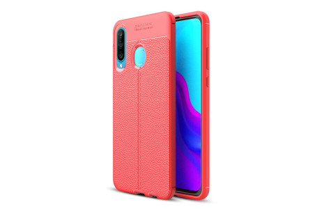 Newface Huawei P30 Lite Kılıf Focus Derili Silikon - Kırmızı