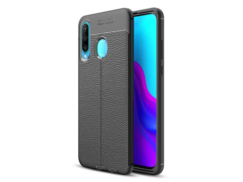 Newface Huawei P30 Lite Kılıf Focus Derili Silikon - Siyah