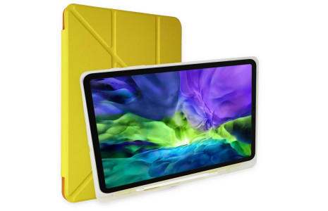 Newface iPad 10.2 (7.nesil) Kılıf Kalemlikli Mars Tablet Kılıfı - Açık Sarı