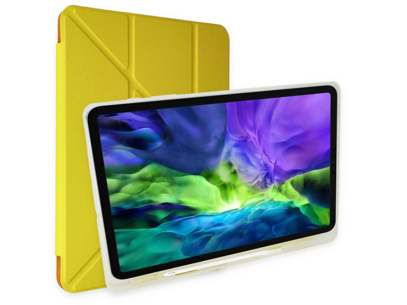 Newface iPad 10.2 (7.nesil) Kılıf Kalemlikli Mars Tablet Kılıfı - Açık Sarı