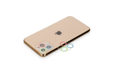 Newface iPhone 11 Pro Max Renkli Kamera Lens Koruma Cam - Mavi-Yeşil