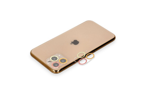 Newface iPhone 11 Pro Max Renkli Kamera Lens Koruma Cam - Turuncu-Kırmızı