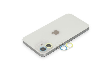 Newface iPhone 11 Renkli Kamera Lens Koruma Cam - Sarı-Mavi