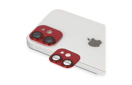 Newface iPhone 12 Mini Pers Alüminyum Kamera Lens - Kırmızı