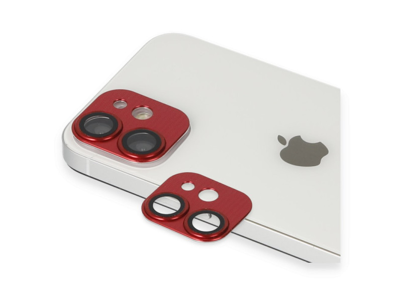 Newface iPhone 12 Mini Pers Alüminyum Kamera Lens - Kırmızı