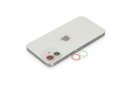 Newface iPhone 12 Mini Renkli Kamera Lens Koruma Cam - Yeşil-Pembe
