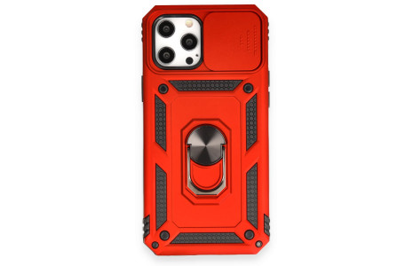 Newface iPhone 12 Pro Max Kılıf Pars Lens Yüzüklü Silikon - Kırmızı