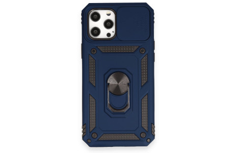 Newface iPhone 12 Pro Max Kılıf Pars Lens Yüzüklü Silikon - Lacivert