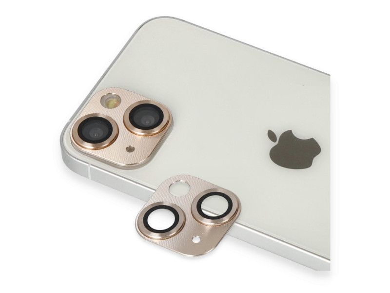 Newface iPhone 13 Mini Pers Alüminyum Kamera Lens - Gold