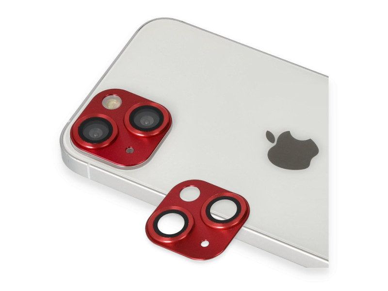 Newface iPhone 13 Pers Alüminyum Kamera Lens - Kırmızı