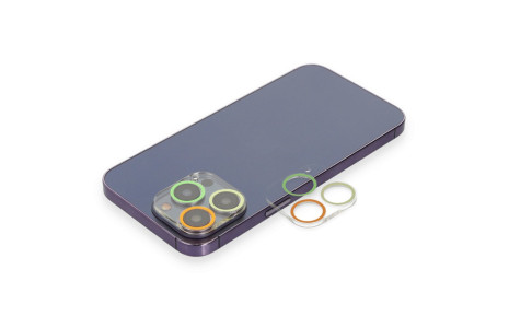 Newface iPhone 13 Pro Max Renkli Kamera Lens Koruma Cam - Sarı-Turuncu