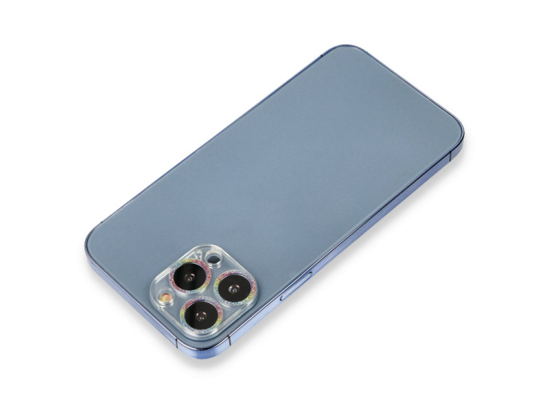Newface iPhone 13 Pro Max Shine Kamera Lens Koruma Cam - Rainbow