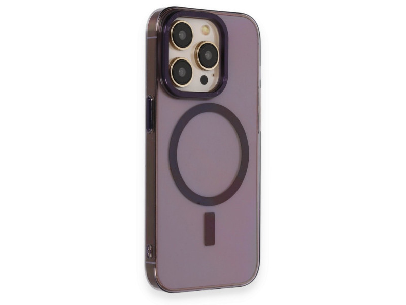 Newface iPhone 14 Pro Max Kılıf Anka PC Magneticsafe Sert Metal Kapak - Mor