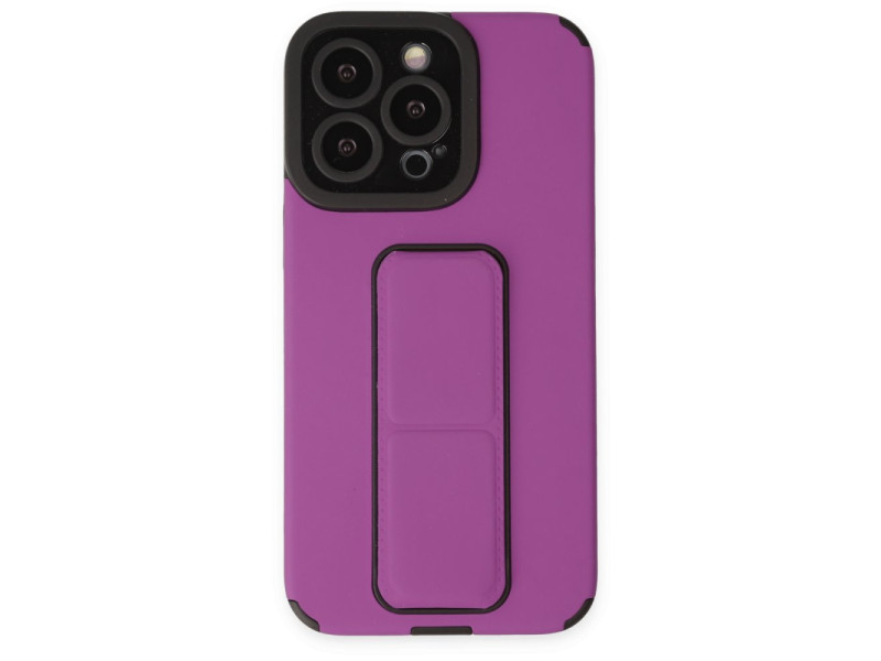 Newface iPhone 14 Pro Max Kılıf Mega Standlı Silikon - Mor