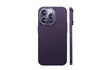 Newface iPhone 14 Pro Max Kılıf Metalik Karbon Kapak - Mor