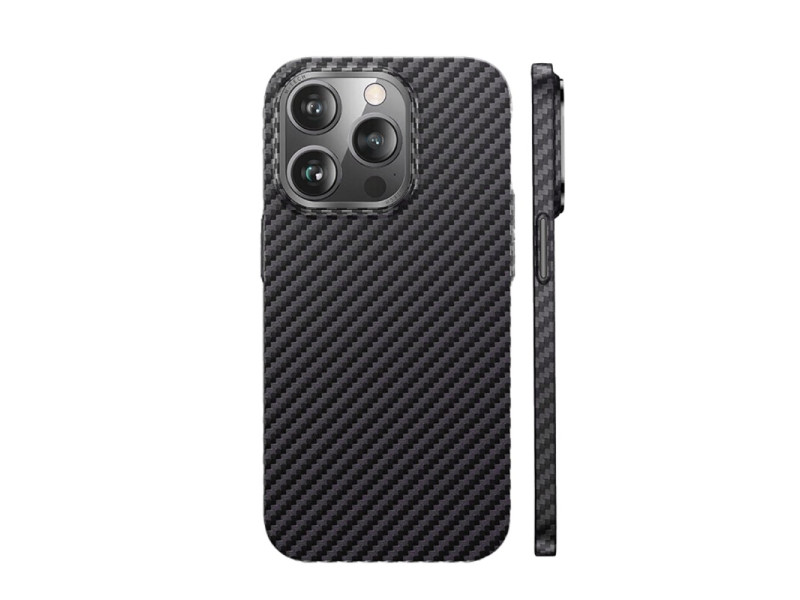 Newface iPhone 14 Pro Max Kılıf Metalik Karbon Kapak - Siyah
