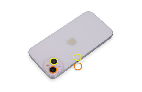 Newface iPhone 14 Renkli Kamera Lens Koruma Cam - Sarı-Turuncu