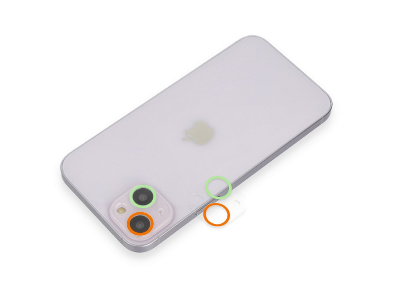 Newface iPhone 14 Renkli Kamera Lens Koruma Cam - Turuncu-Yeşil