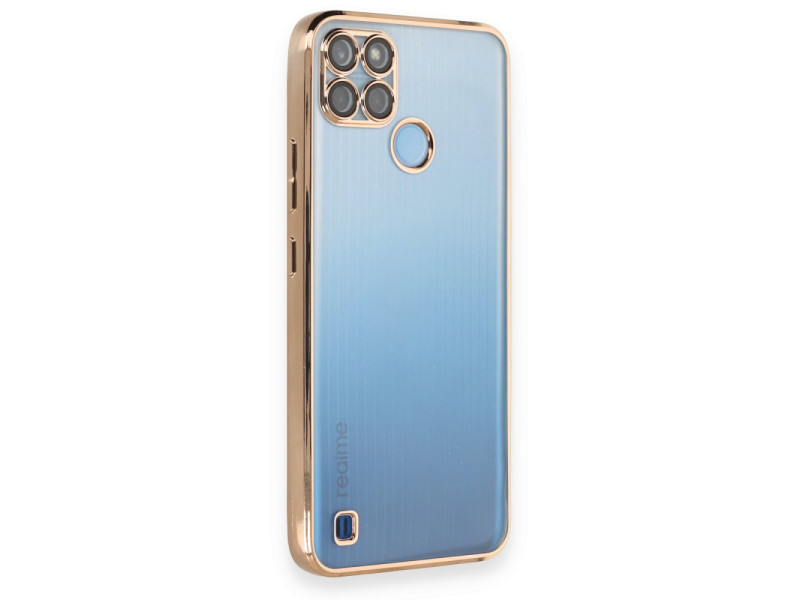 Newface Realme C25Y Kılıf Razer Lensli Silikon - Gold