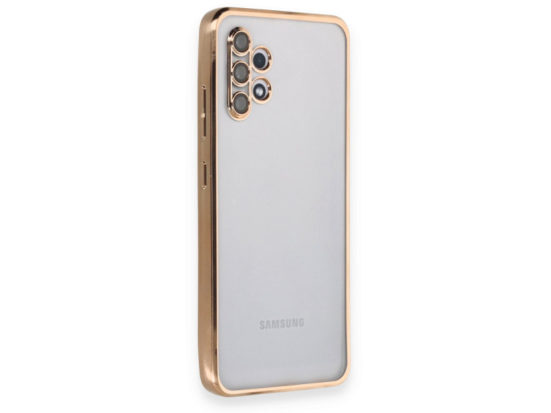 Newface Samsung Galaxy A32 Kılıf Razer Lensli Silikon - Gold