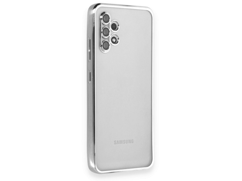 Newface Samsung Galaxy A32 Kılıf Razer Lensli Silikon - Gümüş
