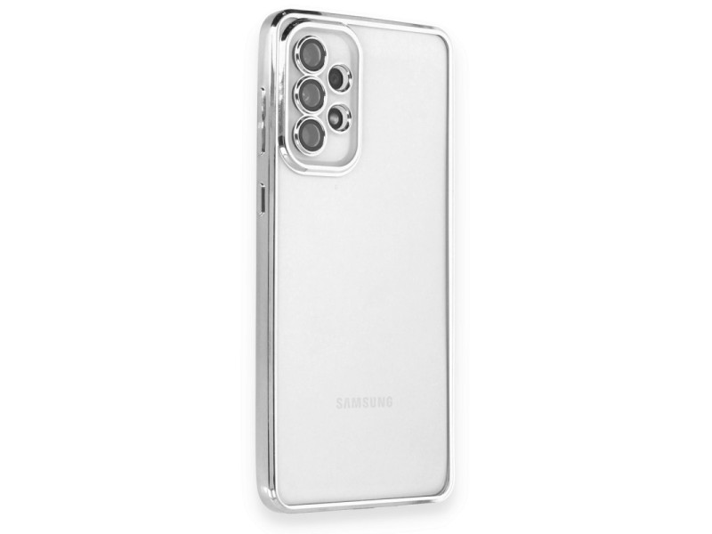 Newface Samsung Galaxy A33 5G Kılıf Razer Lensli Silikon - Gümüş