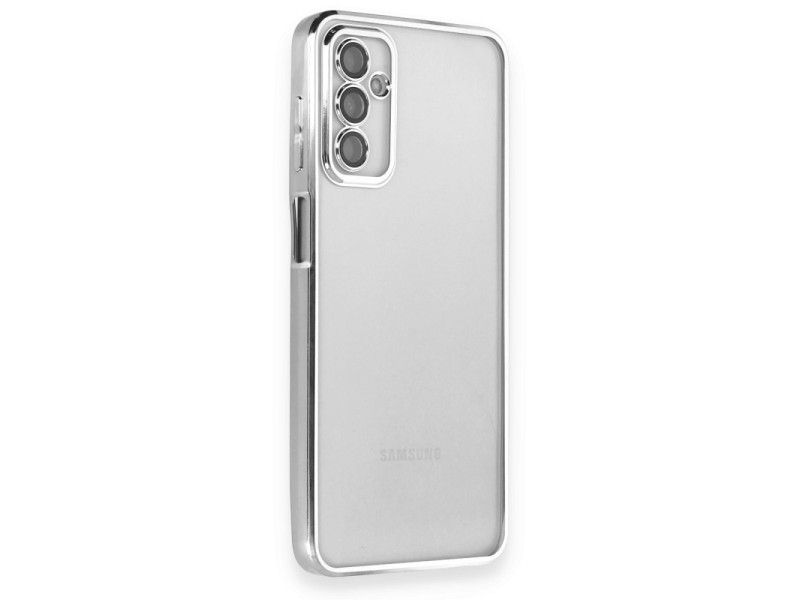 Newface Samsung Galaxy M23 Kılıf Razer Lensli Silikon - Gümüş