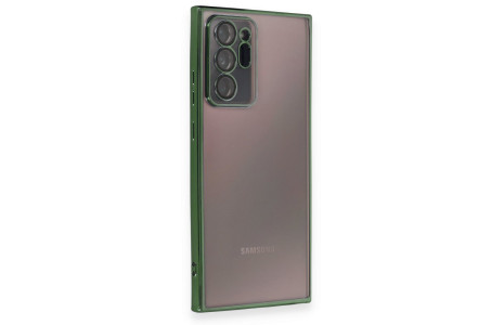 Newface Samsung Galaxy Note 20 Ultra Kılıf Razer Lensli Silikon - Yeşil