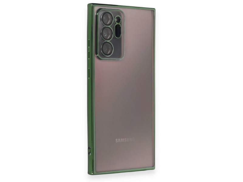 Newface Samsung Galaxy Note 20 Ultra Kılıf Razer Lensli Silikon - Yeşil