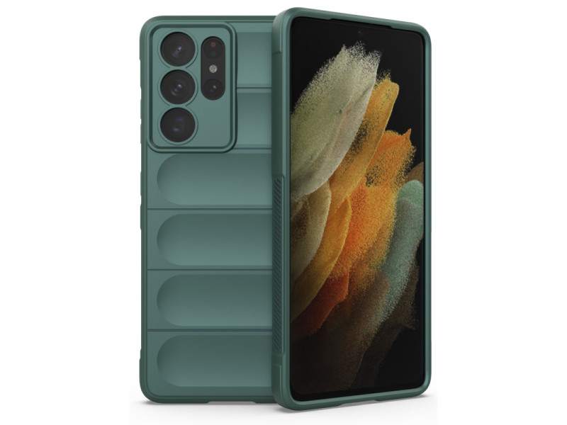 Newface Samsung Galaxy S21 Ultra Kılıf Optimum Silikon - Koyu Yeşil