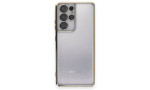 Newface Samsung Galaxy S21 Ultra Kılıf Razer Lensli Silikon - Gold