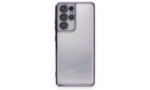 Newface Samsung Galaxy S21 Ultra Kılıf Razer Lensli Silikon - Mor