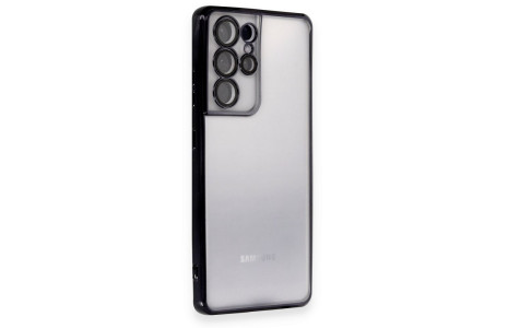 Newface Samsung Galaxy S21 Ultra Kılıf Razer Lensli Silikon - Siyah